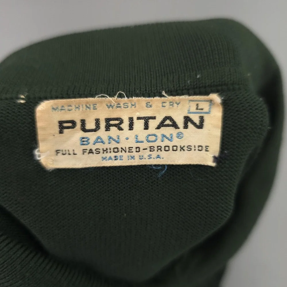 Vintage Puritan Sweater Mens Large Green Ban-Lon Knit Collared Pullover USA 50s